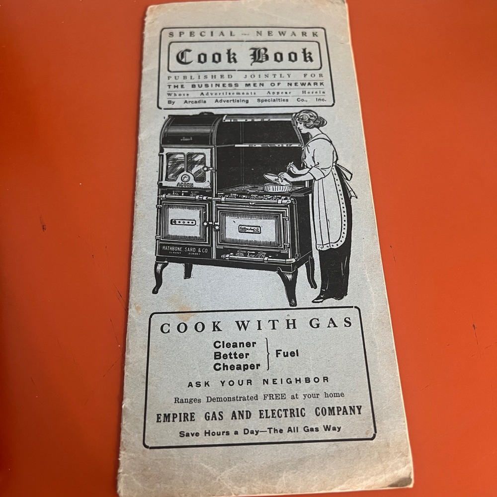 Antique Newark NY Special Cook Book Arcadia Advertising Empire Gas 1920s